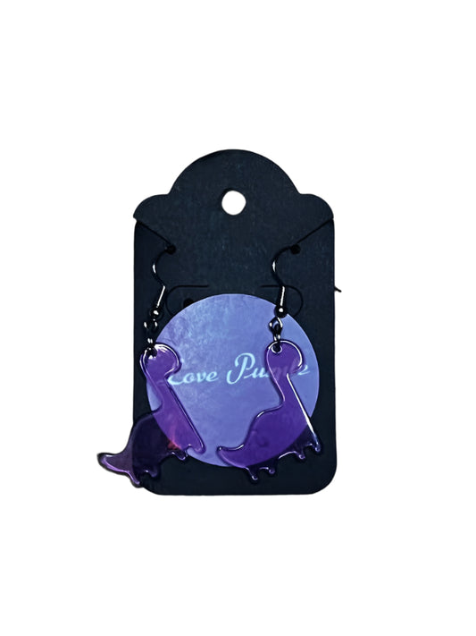 Purple dino earring